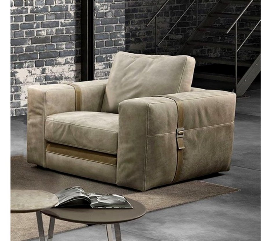 Poltrona Colonbo in pelle nabuk col beige 