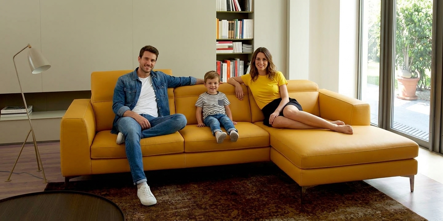 Divano angolare in pelle modello Charlie