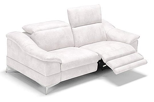Divano 3 posti Villanova con 2 relax elettrico interamente in pelle doppio spessore colore bianco